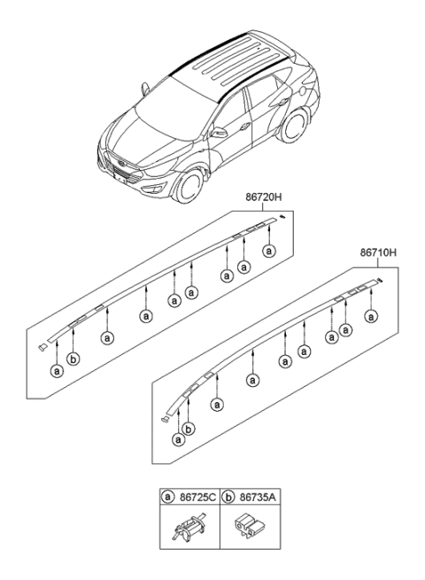 2012 Hyundai Tucson Roof Garnish & Rear Spoiler Diagram 1