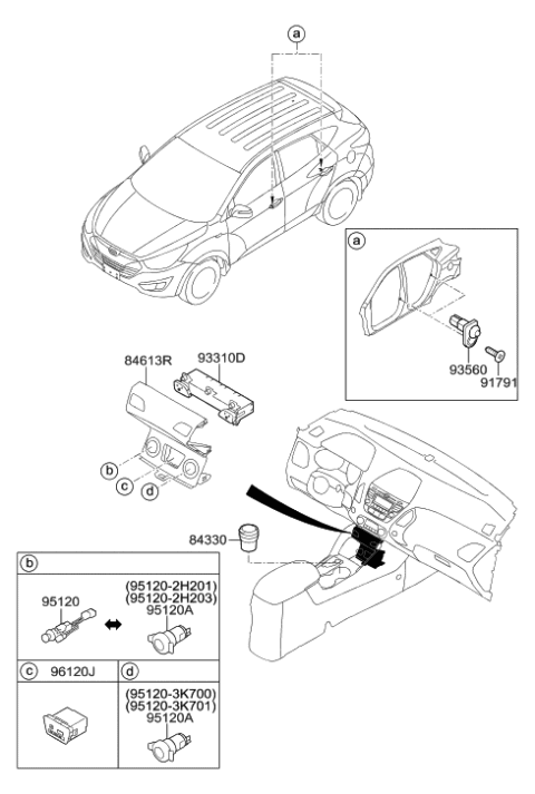2012 Hyundai Tucson Switch Assembly-Console Diagram for 93310-2S100-TAP