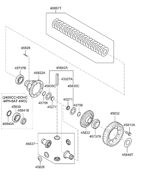 2009 Hyundai Tucson Bearing-Transfer Driven Gear Diagram for 45829-3B600