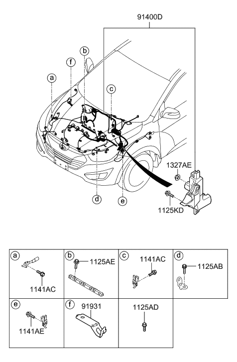 2012 Hyundai Tucson Wiring Assembly-Control Diagram for 91402-2S362