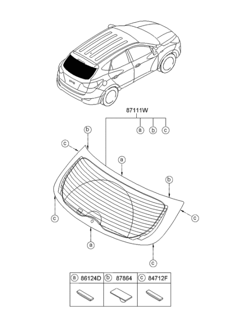 2011 Hyundai Tucson Glass Assembly-Tail Gate Diagram for 87110-2S020