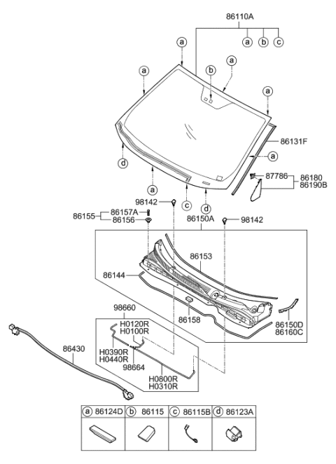 2012 Hyundai Tucson Pad-Cowl Top Cover,Front Diagram for 86159-2S000