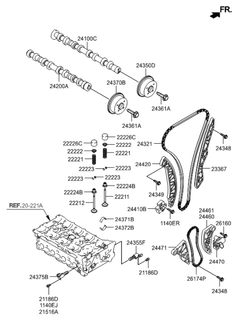 2010 Hyundai Tucson Camshaft Assembly-Exhaust Diagram for 24200-2G000