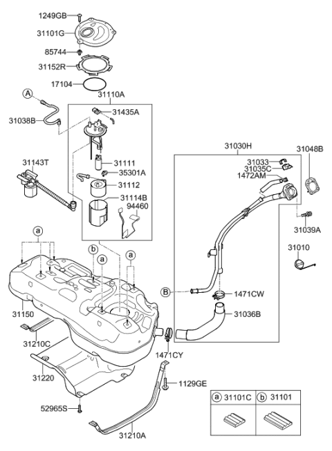 2011 Hyundai Tucson Band Assembly-Fuel Tank Diagram for 31210-2S100