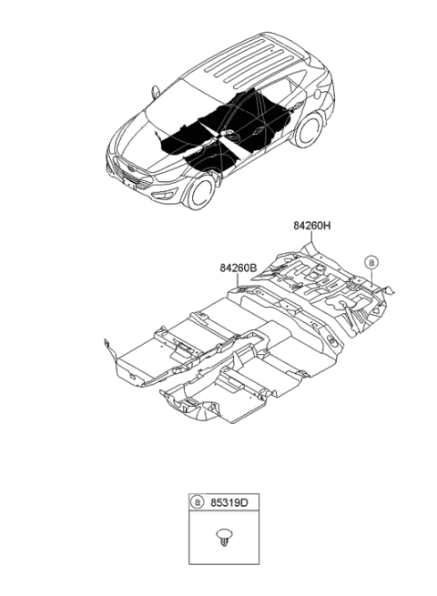 2011 Hyundai Tucson Carpet Assembly-Front Floor Diagram for 84260-2S011-MBS