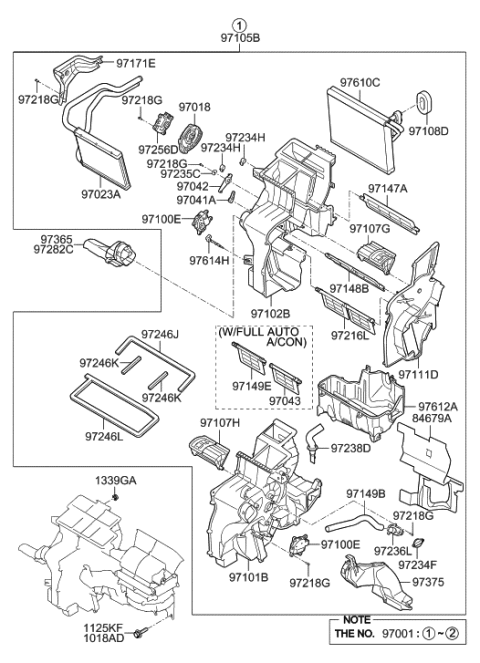 2009 Hyundai Tucson Heater & Evaporator Assembly Diagram for 97205-2S010