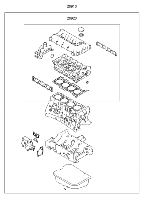 2009 Hyundai Tucson Gasket Kit-Engine Overhaul Diagram for 20910-2GL02