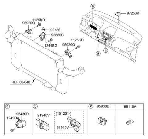 2013 Hyundai Tucson Tell-Tail Lamp Assembly Diagram for 95930-2S100