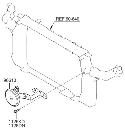 2009 Hyundai Tucson Horn Assembly-Low Pitch Diagram for 96610-2S600