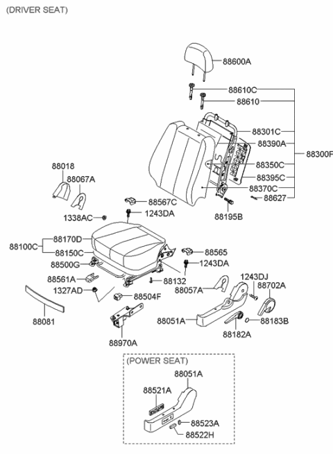 2007 Hyundai Sonata Back Assembly-Front Seat Driver Diagram for 88300-0A195-FZQ