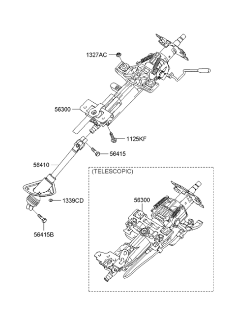 2007 Hyundai Sonata Steering Column & Shaft Diagram