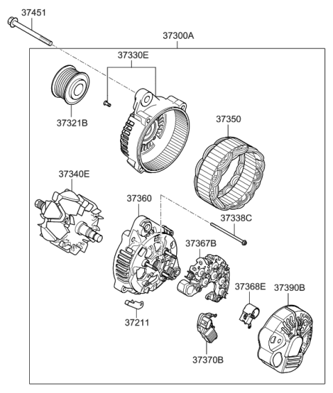 2007 Hyundai Sonata Bracket Assembly-Generator Rear Diagram for 37360-25310