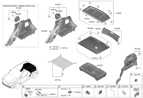 2023 Hyundai Kona Electric DAMPER-Covering Shelf Side Diagram for 85936-A2000
