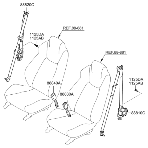 2012 Hyundai Genesis Coupe Front Seat Belt Assembly Left Diagram for 88810-2M510-9P