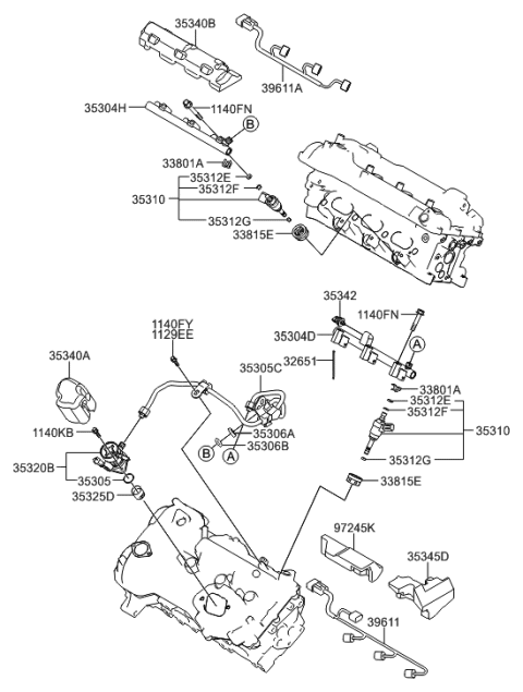 2012 Hyundai Genesis Coupe Foam - Pipe Diagram for 35345-3C910
