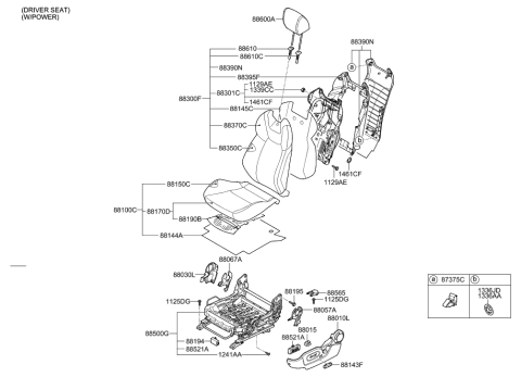2014 Hyundai Genesis Coupe Switch Assembly-Front Lumbar Support Diagram for 88540-3X110-9P