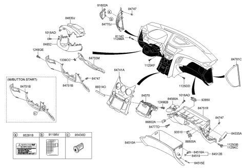 2014 Hyundai Genesis Coupe Tray Assembly-Center Facia Lower Diagram for 84742-2M510-UK5