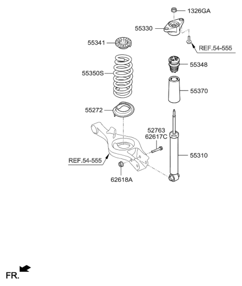 2014 Hyundai Genesis Coupe Rear Shock Absorber Assembly Diagram for 55311-2M650