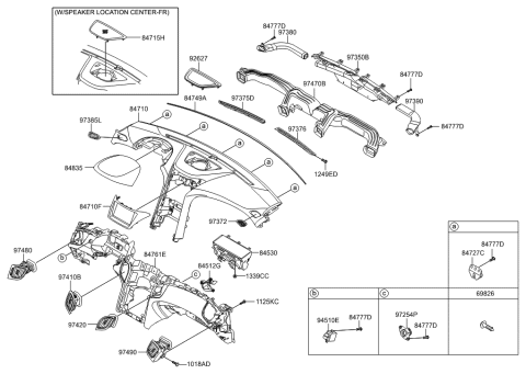2014 Hyundai Genesis Coupe Pad-Crash Pad Main Diagram for 84713-2M000