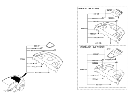 2016 Hyundai Genesis Coupe Trim Assembly-Package Tray Diagram for 85610-2M261-9P