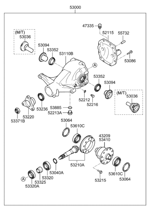 2012 Hyundai Genesis Coupe Case Assembly-Differential Diagram for 53020-3C000
