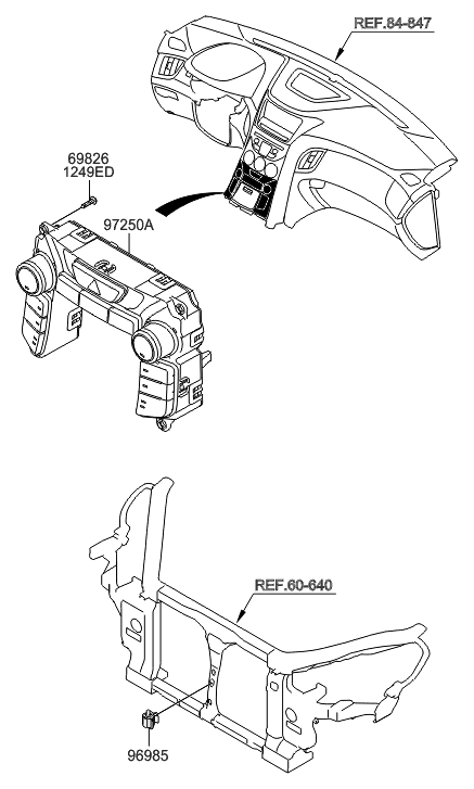 2016 Hyundai Genesis Coupe Heater Control Assembly Diagram for 97250-2MFP0-BHL
