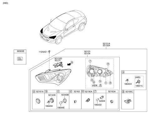 2014 Hyundai Genesis Coupe Ballast Assembly-Headlamp Diagram for 92190-3Z200