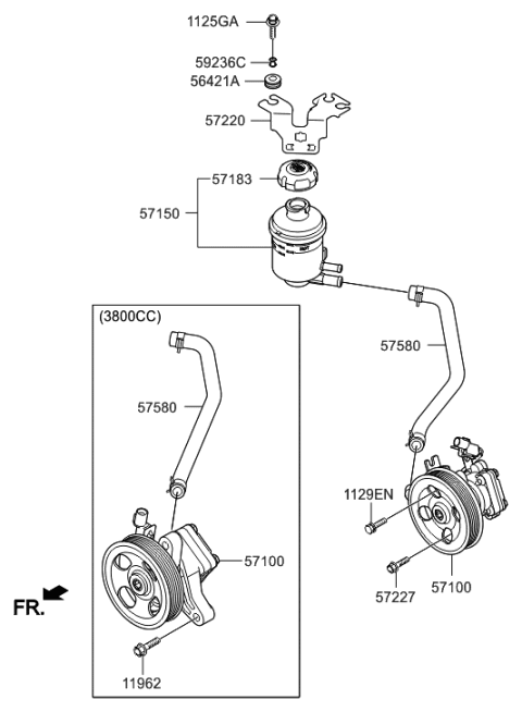 2013 Hyundai Genesis Coupe Pump Assembly-Power Steering Oil Diagram for 57100-2M400