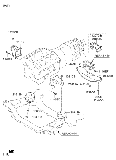 2012 Hyundai Genesis Coupe Cross Member Assembly-Transmission Diagram for 21855-2M101
