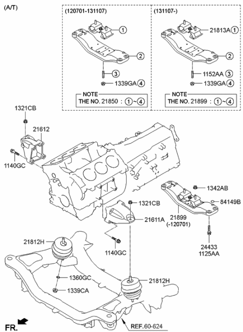 2012 Hyundai Genesis Coupe Engine & Transaxle Mounting Diagram 4