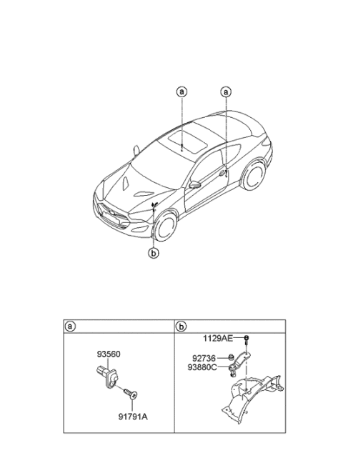 2012 Hyundai Genesis Coupe Switch Assembly-Hood Diagram for 93880-2M100