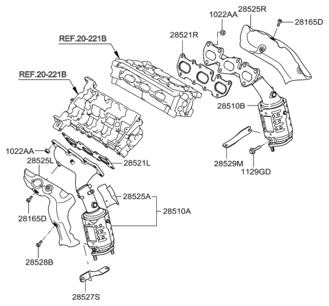 2014 Hyundai Genesis Coupe Protector-Heat,RH Diagram for 28525-3C680
