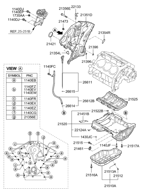 2013 Hyundai Genesis Coupe Pan Assembly-Engine Oil,Upper Diagram for 21520-3C703