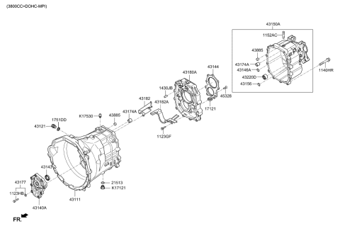 2016 Hyundai Genesis Coupe Housing Assembly-Extension Diagram for 43150-25201