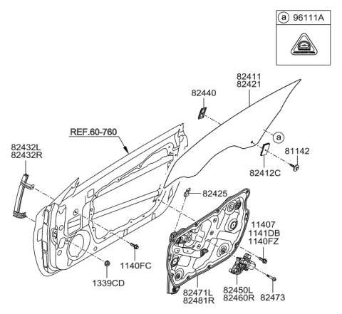 2014 Hyundai Genesis Coupe Stabilizer Assembly-Door Window Inner Diagram for 82425-2M000