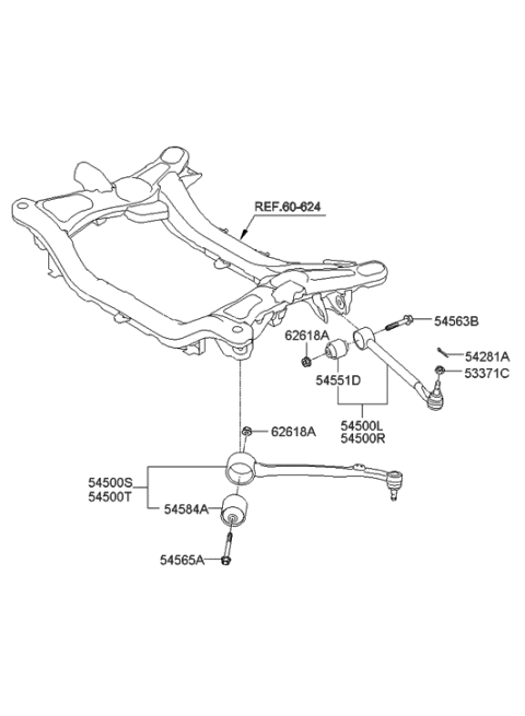 2016 Hyundai Genesis Coupe Lateral Arm Assembly-Front,LH Diagram for 54500-2M500