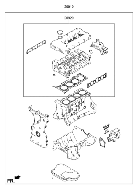 2015 Hyundai Genesis Coupe Gasket Kit-Engine Overhaul Diagram for 20910-3CA01