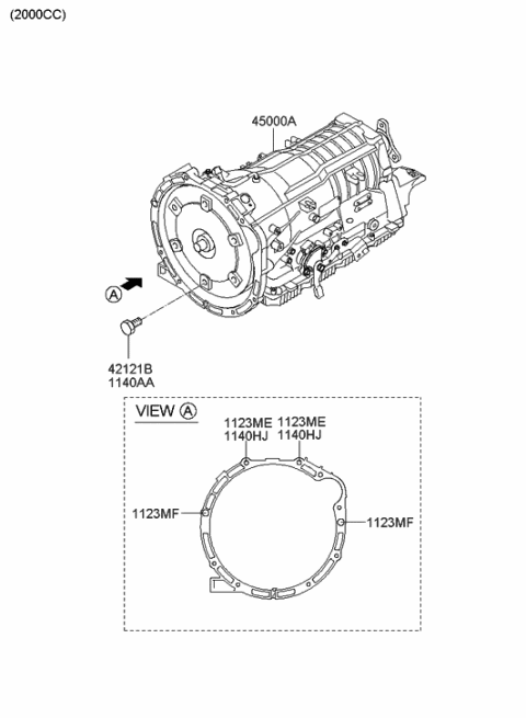 2012 Hyundai Genesis Coupe Ata & Torque Converter Assembly Diagram for 45000-4F411