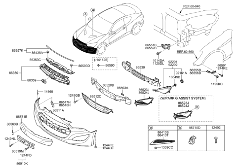 2012 Hyundai Genesis Coupe Strip Assembly-Front Bumper Upper Diagram for 86357-2M300