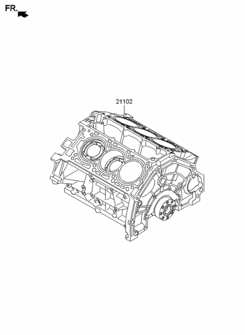 2015 Hyundai Genesis Coupe Reman Short Engine Diagram for 273R2-3CA00-HRM