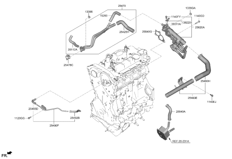 2023 Hyundai Genesis GV70 Coolant Pipe & Hose Diagram 1