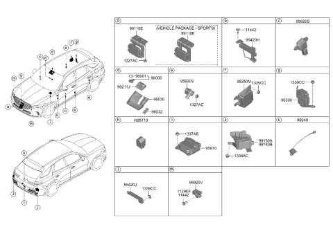 2023 Hyundai Genesis GV70 ANTENNA ASSY-SMARTKEY Diagram for 95460-AR100