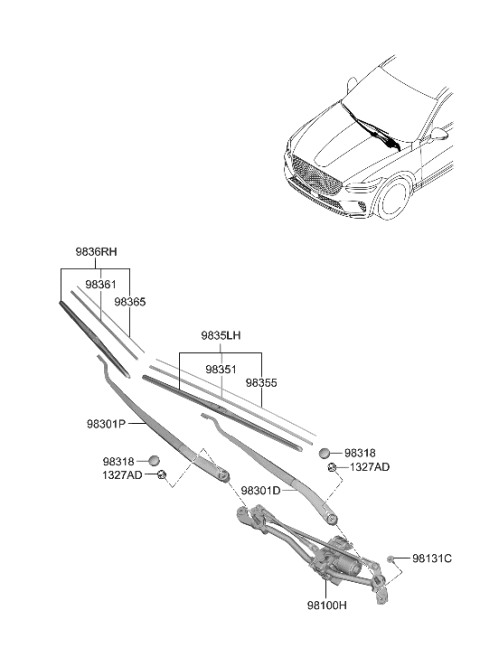 2022 Hyundai Genesis GV70 Windshield Wiper Diagram