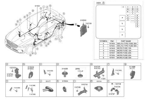 2022 Hyundai Genesis GV70 Grommet-Rear Door Diagram for 91981-1H000
