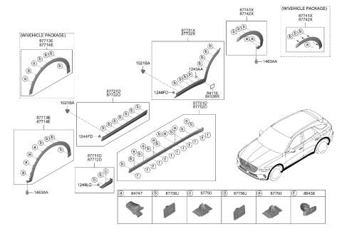 2023 Hyundai Genesis GV70 Body Side Moulding Diagram