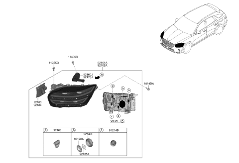 2022 Hyundai Genesis GV70 Head Lamp Diagram