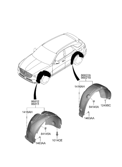 2022 Hyundai Genesis GV70 Wheel Gaurd Diagram