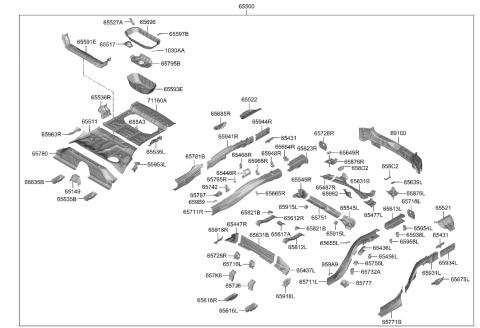 2022 Hyundai Genesis GV70 Floor Panel Diagram 1