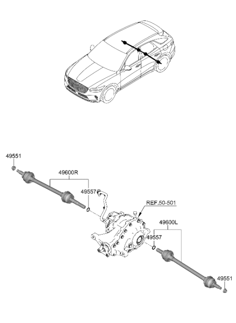 2022 Hyundai Genesis GV70 Drive Shaft (Rear) Diagram