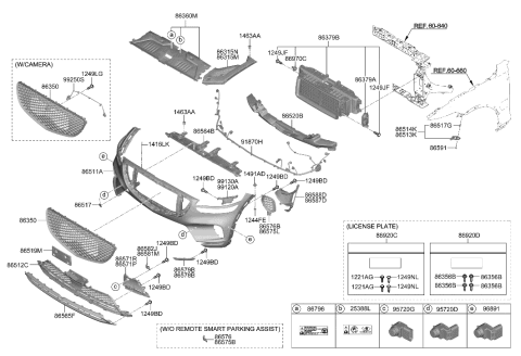 2023 Hyundai Genesis GV70 Front Bumper Diagram 1